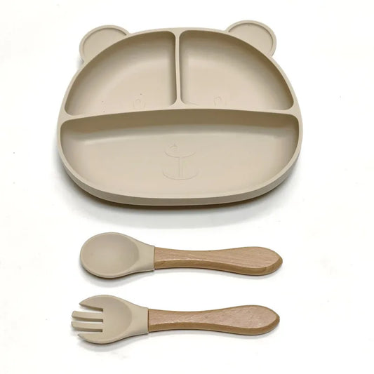 Silicone plate and cutlery