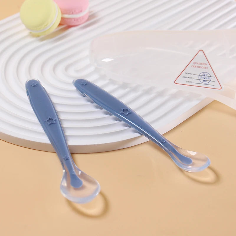 2 pcs Silicone Baby Spoon