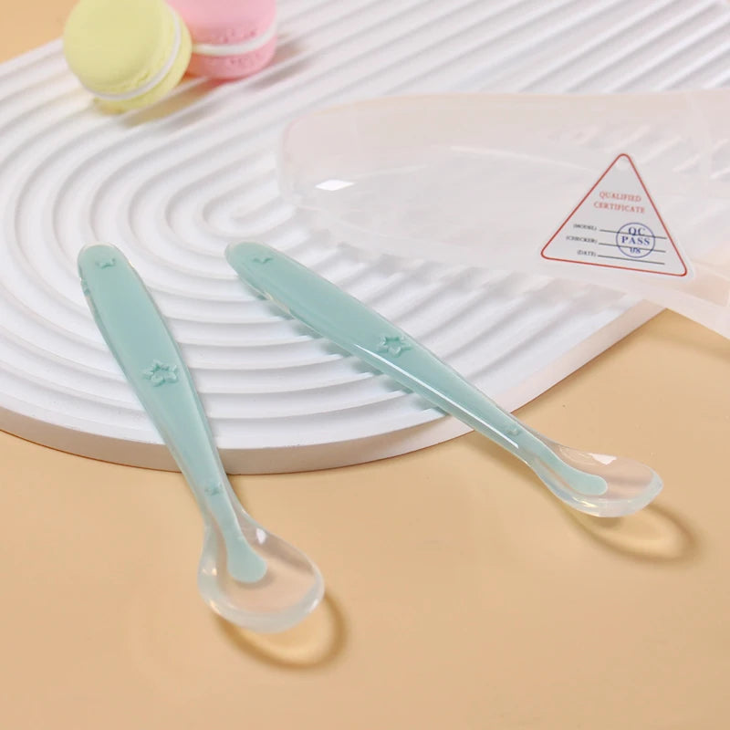 2 pcs Silicone Baby Spoon